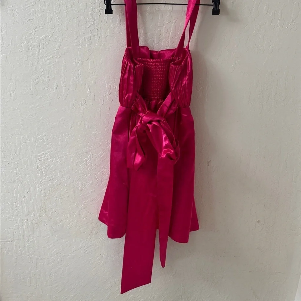 Maeve Anthropologie Hot Pink Satin A-line Mini Party Cocktail Dress Size 0 NWT